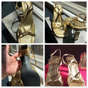 Gold T strap heels size 9
